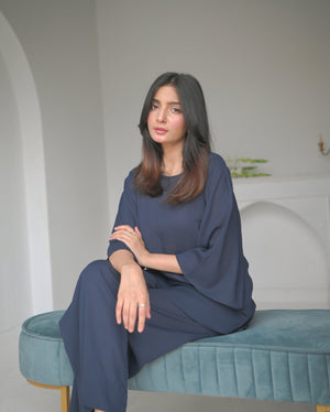 Zauk Stitched 2 Piece Collection-Aqua Two Piece Dress