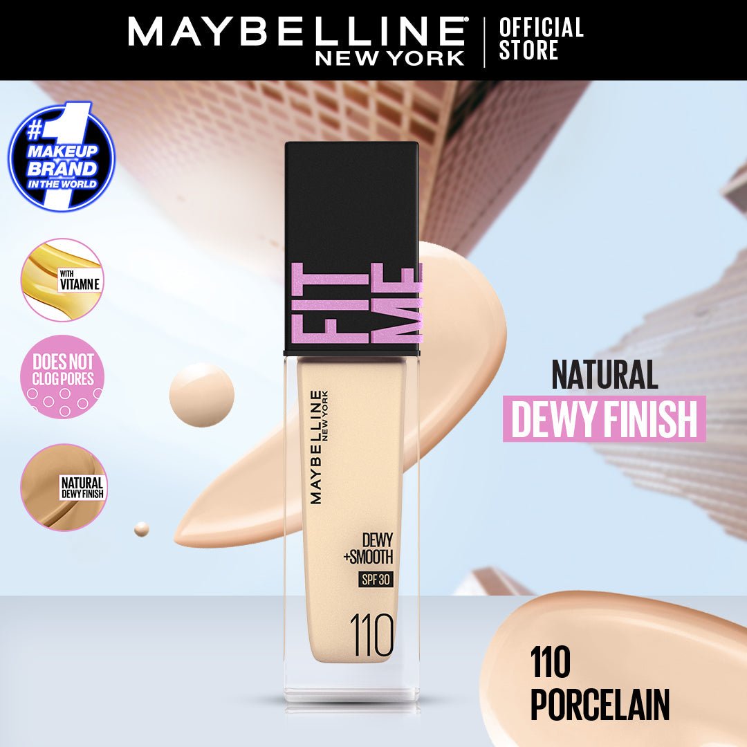 Maybelline Fit Me Liquid Dewy Smooth Spf 30  Foundation -110  Porcelain 30Ml