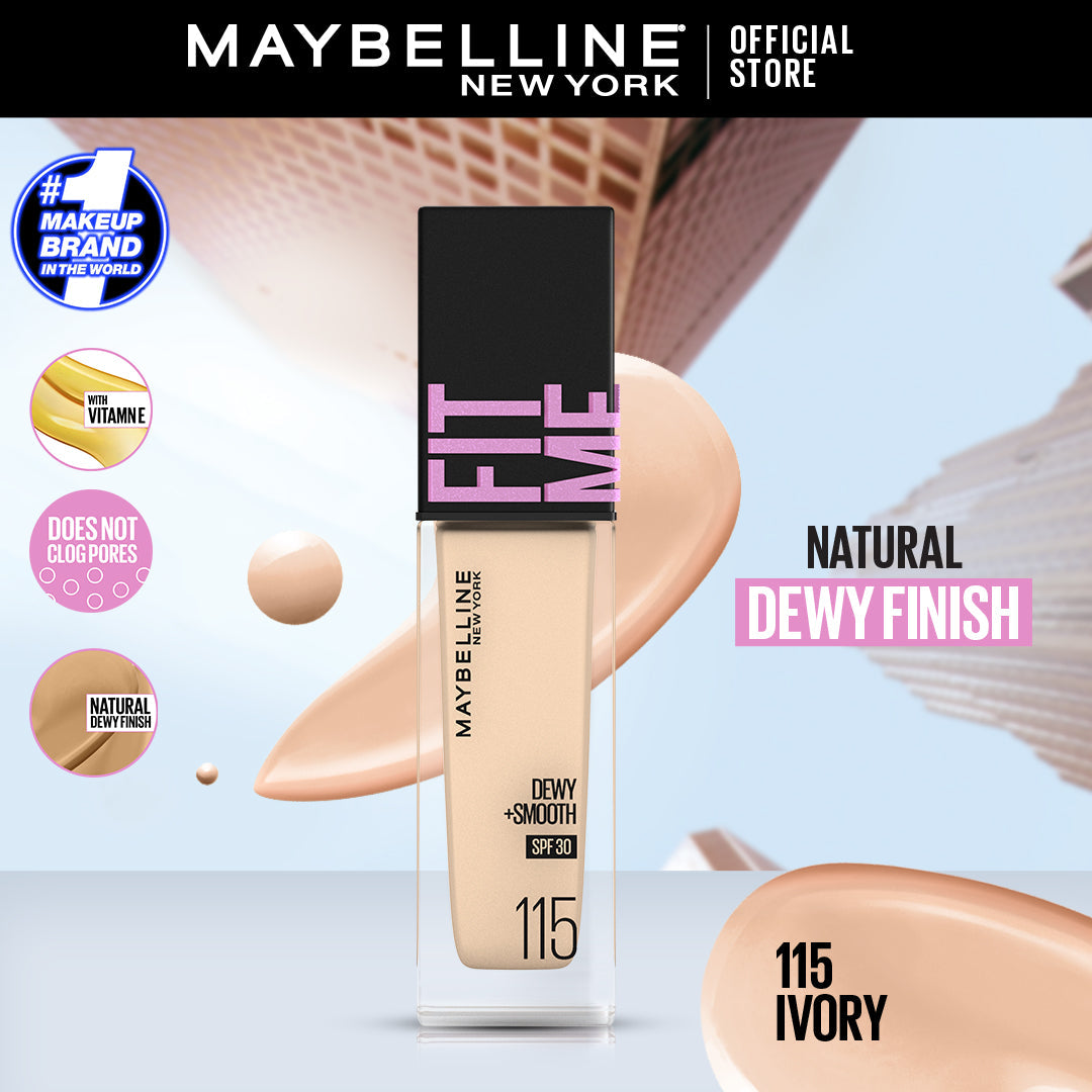 Maybelline New York- Fit Me Dewy + Smooth Liquid Foundation SPF 23 - 115 Ivory 30ml - For Normal to Dry Skin