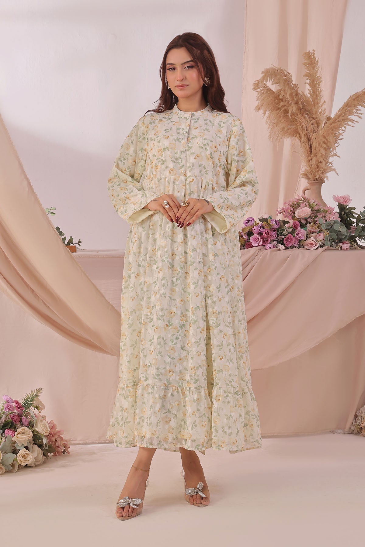 Ochre Clothing Women's Chiffon Printed Dress