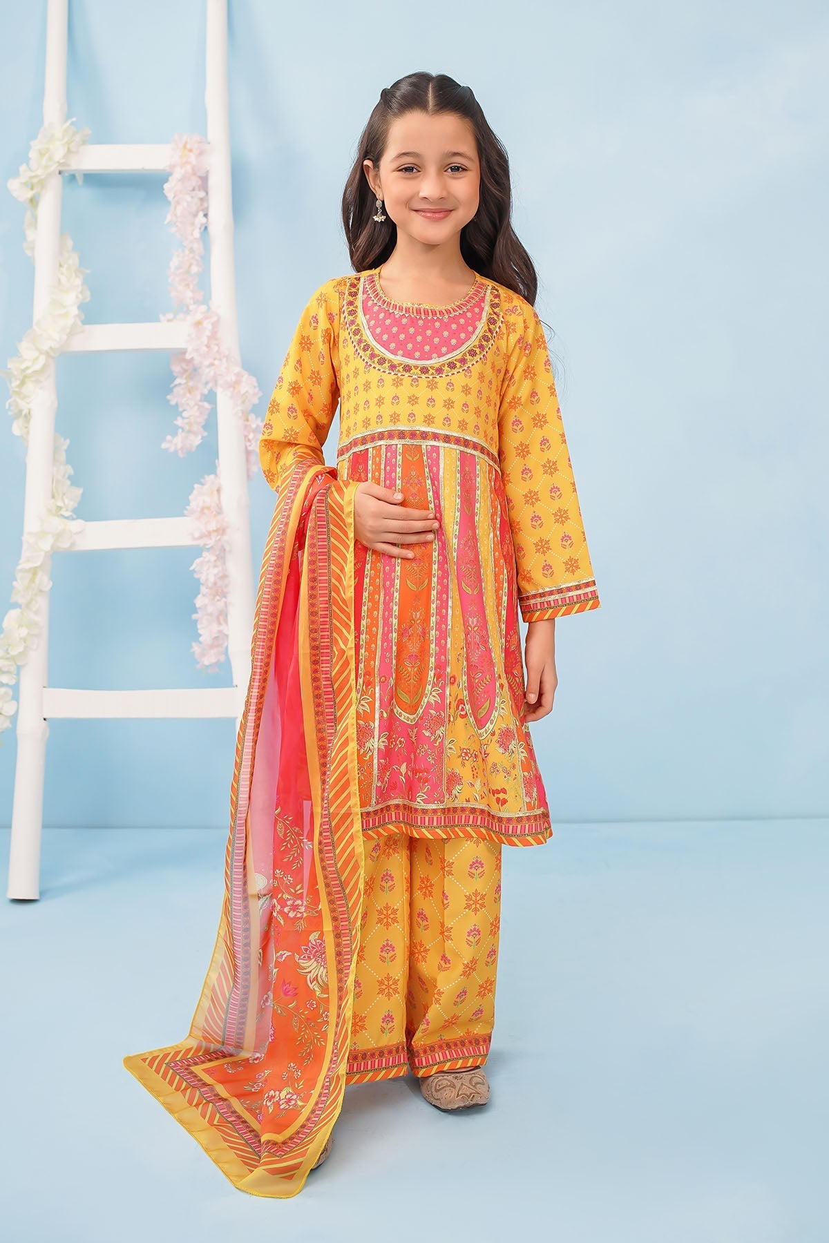 Ochre Clothing-Poly Lawn Digital Printed 3 Pc Suit-INDP-71