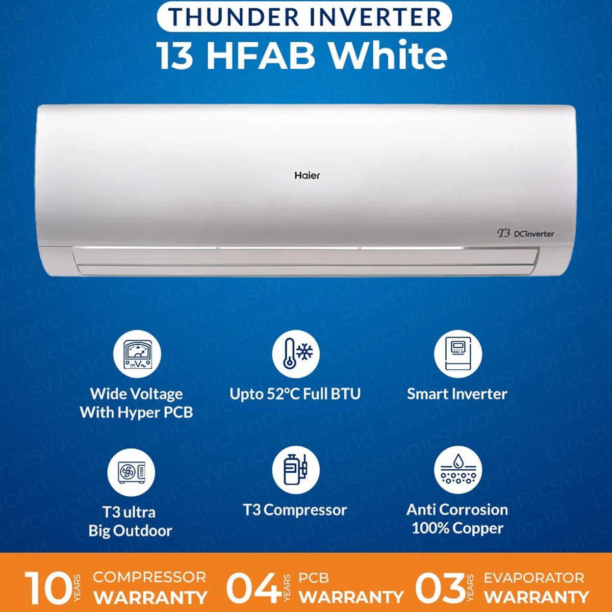 Haier Inverter AC | Model 13HFAB-W 1 Ton Thunder T3 Series DC Inverter | Heat And Cool | Latest Model with T3 Ultra Big Size Outdoor