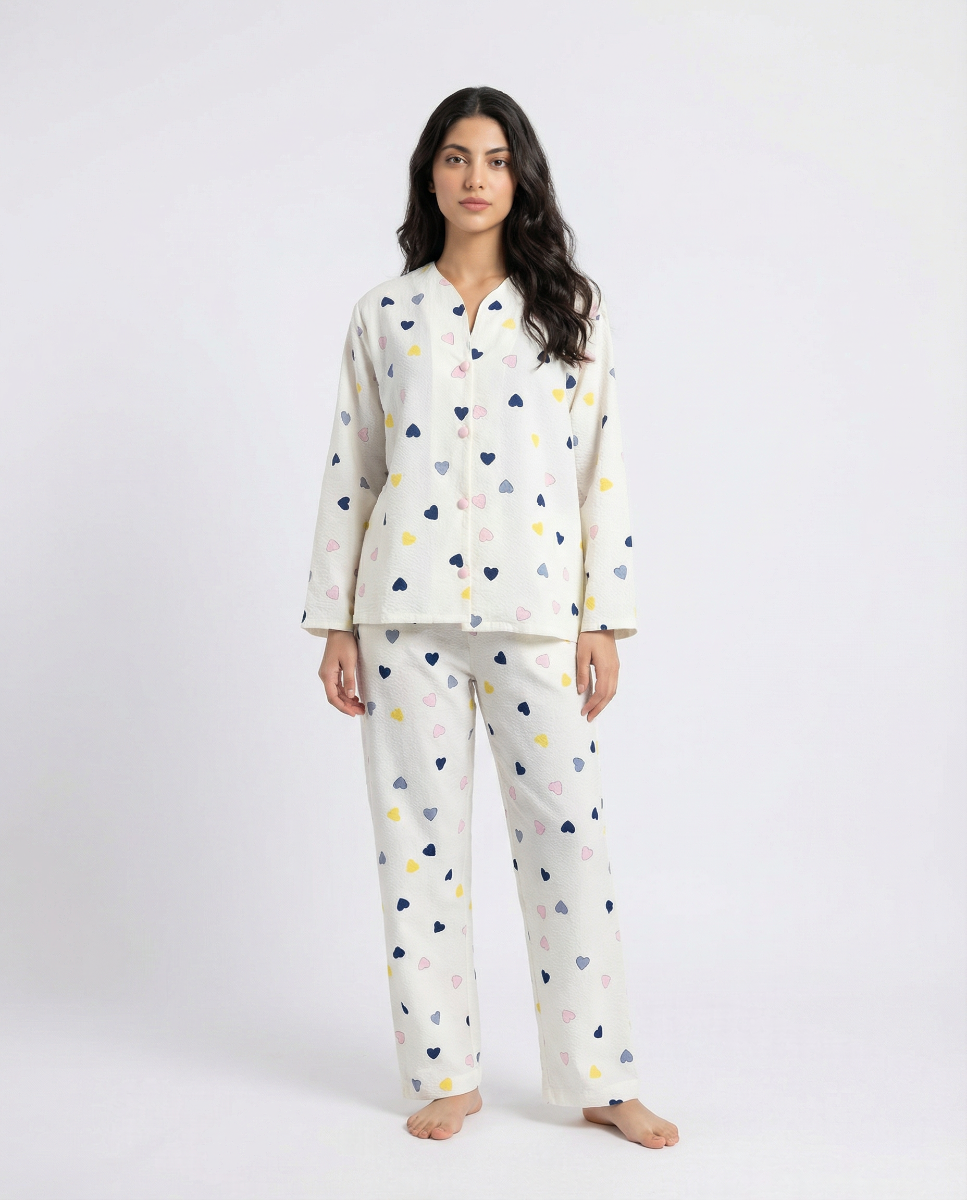 Summer Crinkled Pajama Suit - Love Dot