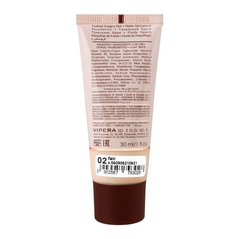 Vipera Renew Skin Full Coverage Foundation Oily And Combination Skin - 02 Fair