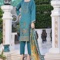 Dressline New Semi Stitched 3 Pcs Emb Cheickenkari & Laserkari Zari Lawn Collection