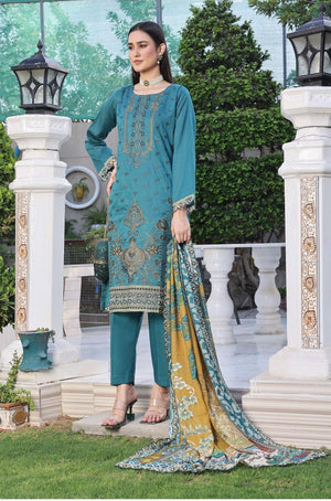 Dressline New Semi Stitched 3 Pcs Emb Cheickenkari & Laserkari Zari Lawn Collection