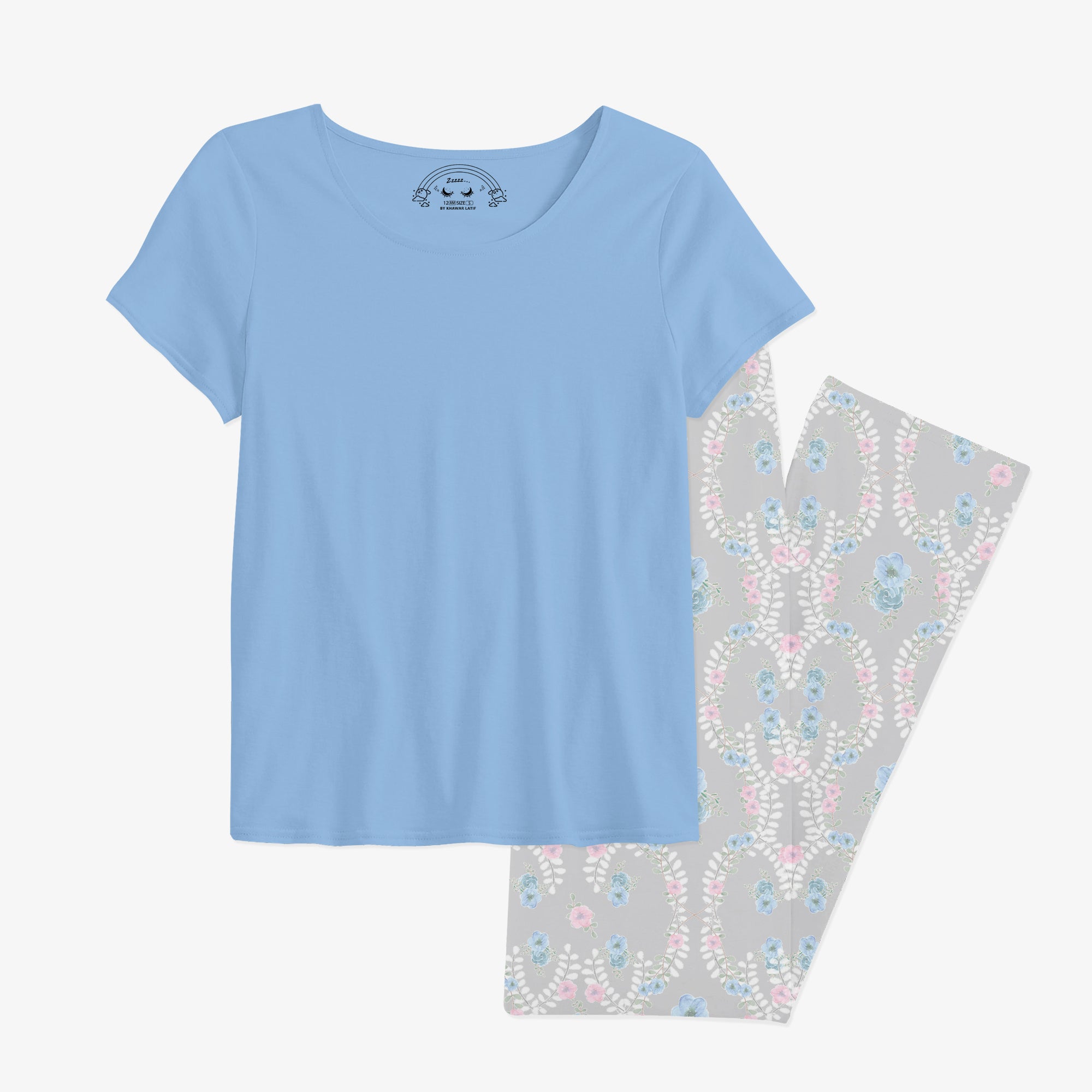 12 AM By Khawar Latif Floral Trouser with Matching tshirts