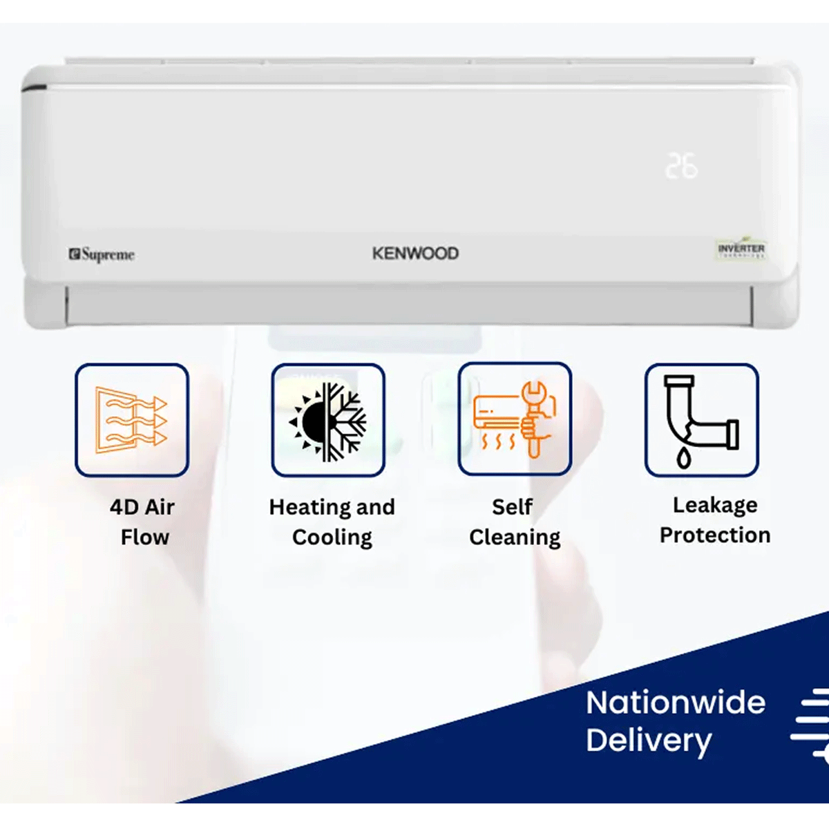 Kenwood ESupereme Inverter Split Air Conditioners Heat and Cool 1.0 Ton -KET-1246 - My Store