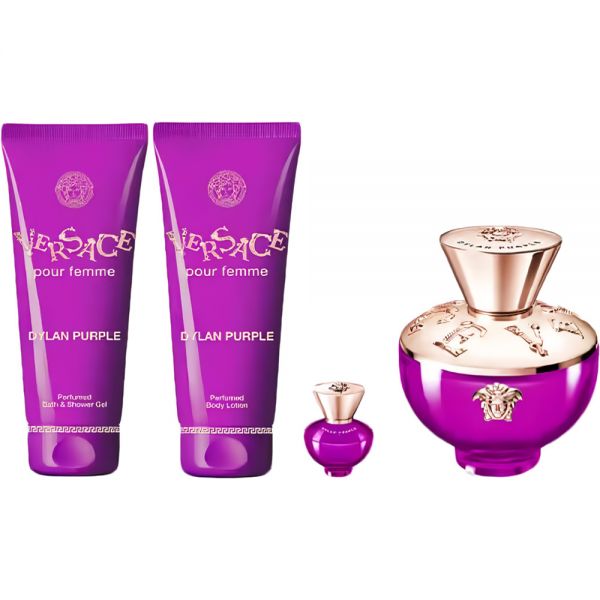 Versace Dylan Purple Pour Femme Set EDP 100Ml+EDP 5Ml+Body L 100Ml+B&SG 100Ml