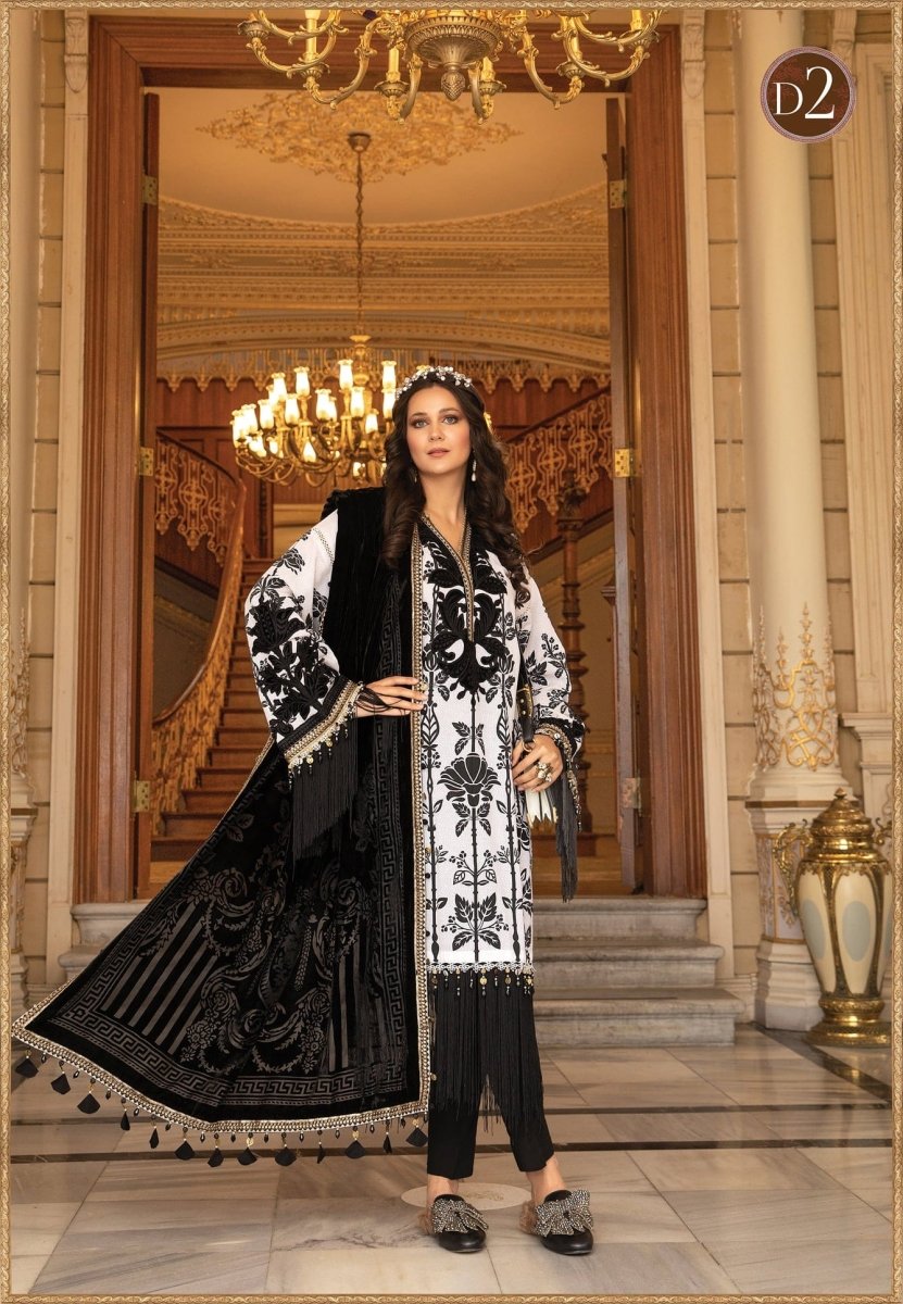 Maria B Linen Unstitched Winter'21 DL-902-Black and White