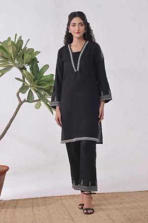 Ochre Clothing Women's Casual -Cotton Embroidered 2 Pc Suit-SMRM-02