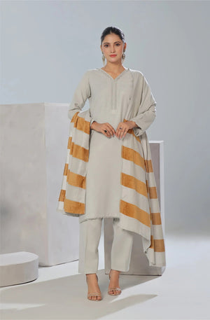 Dressline Un Stitched 3 Pcs Luxury Leather Peach Collection