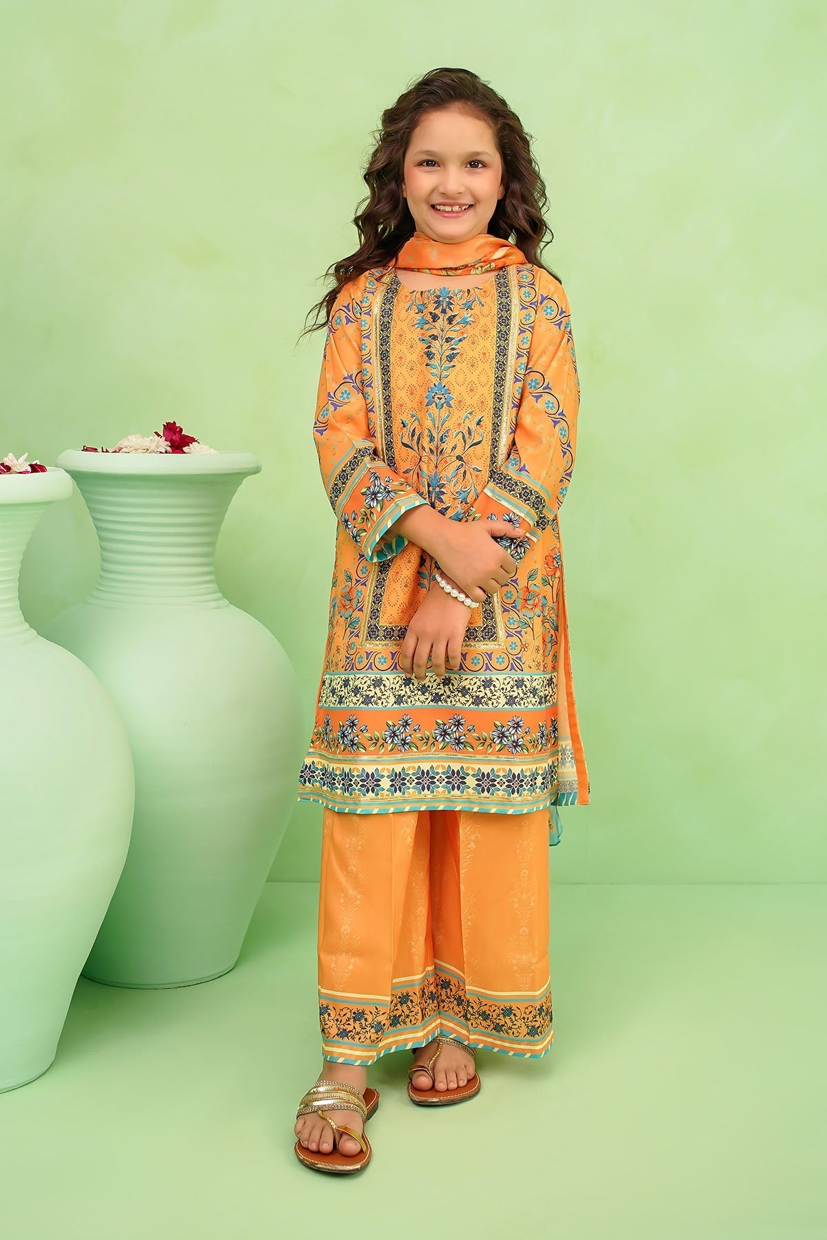 Ochre Clothing-Poly Lawn Digital Printed 3 Pc Suit-CORF-41