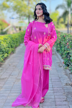 Urban Cut Stitched 3 Piece Cotton Emroidered Set with  Salwar