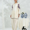 Silcot Stitched 2 Piece Silk Collection-pristine ivory silk