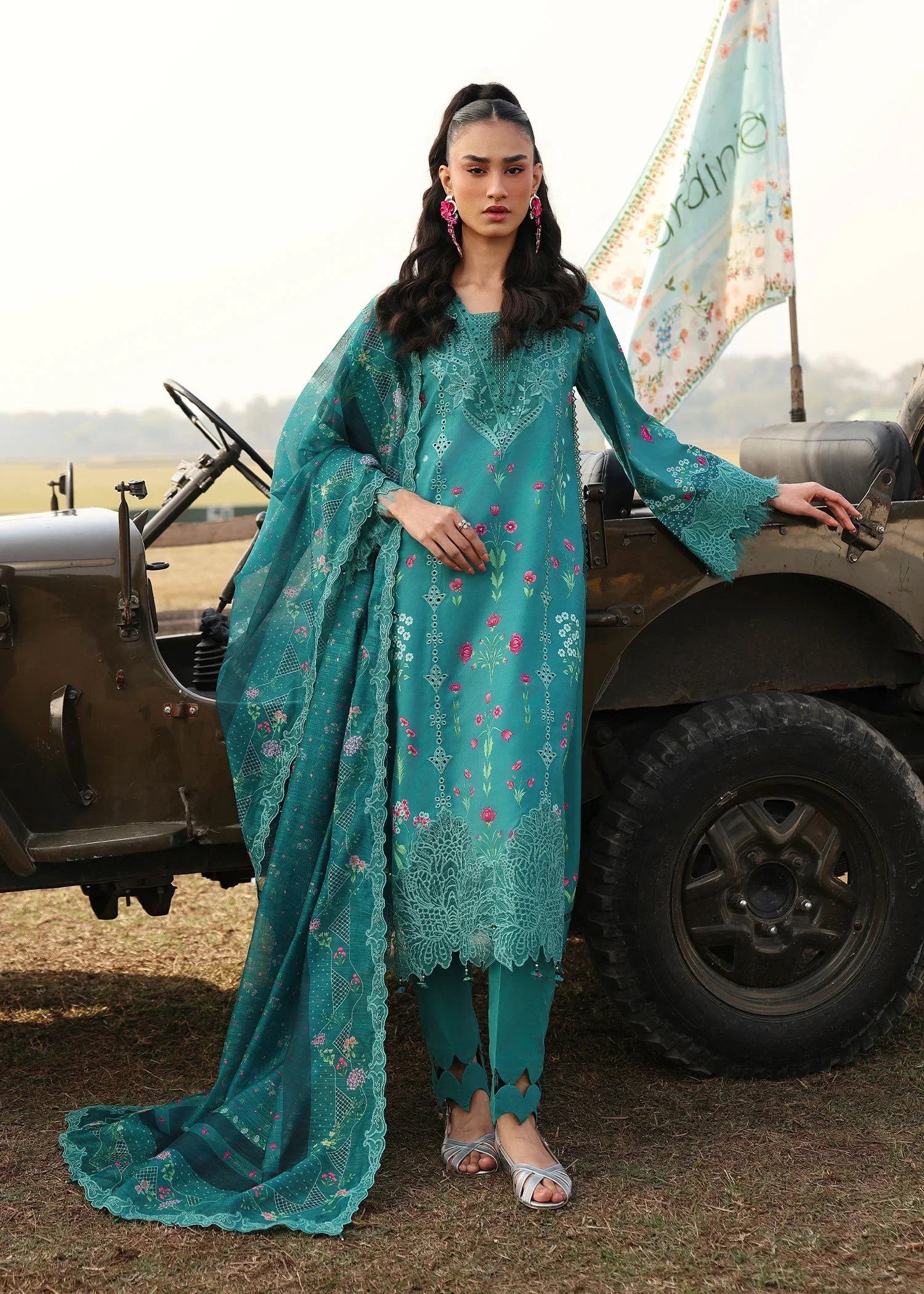 Sardinia Unstitched 3 Piece Festive Lawn Suit-Tealwood