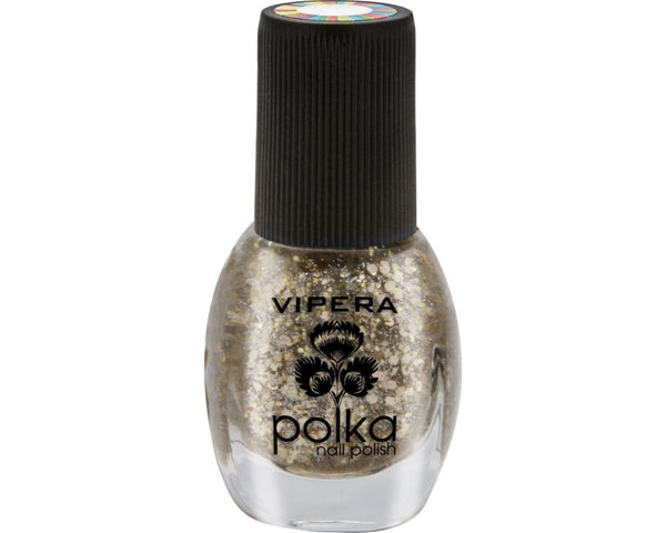 Vipera Nail Polish Polka - 66 Transparent with Gold Brocade