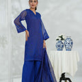 Silcot Stitched 3 Piece Silk Collection-Royal Azure Aura
