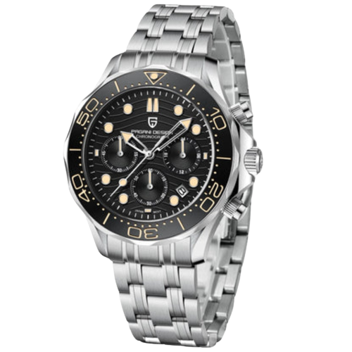 Pagani Design Silver Stainless Steel White Dial Chronograph Quartz Watch for Gents - PD1713