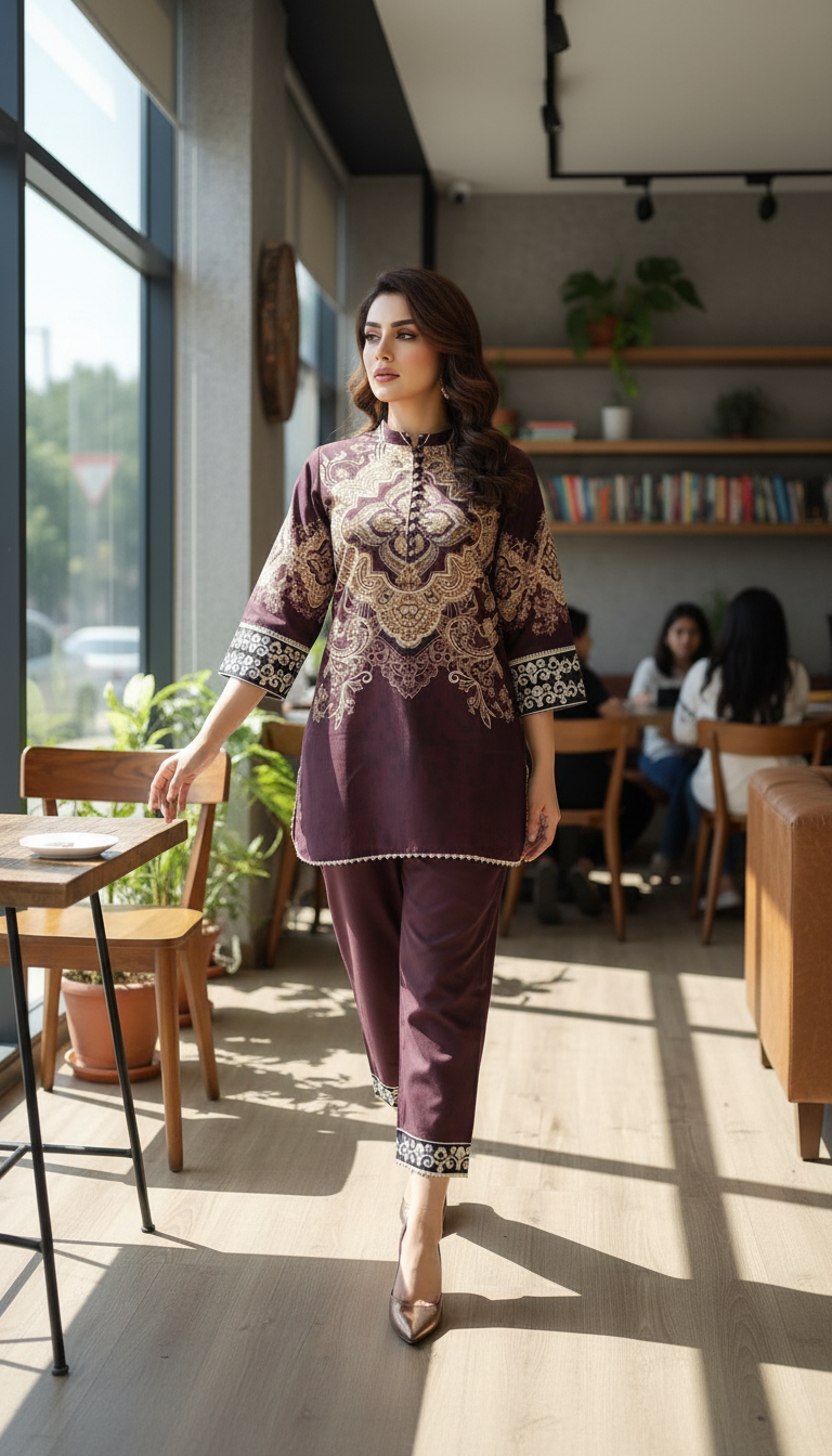 Miraal By Nairah Stitched 2 Piece Premium Blended Cambric Suit-Marrakech