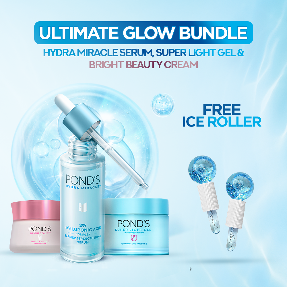 Bundle - POND's Hydra Miracle Barrier Strengthening Serum - 15ml + POND'S Super Light Gel - 50G + Ponds Bright Beauty Day Cream - 50G