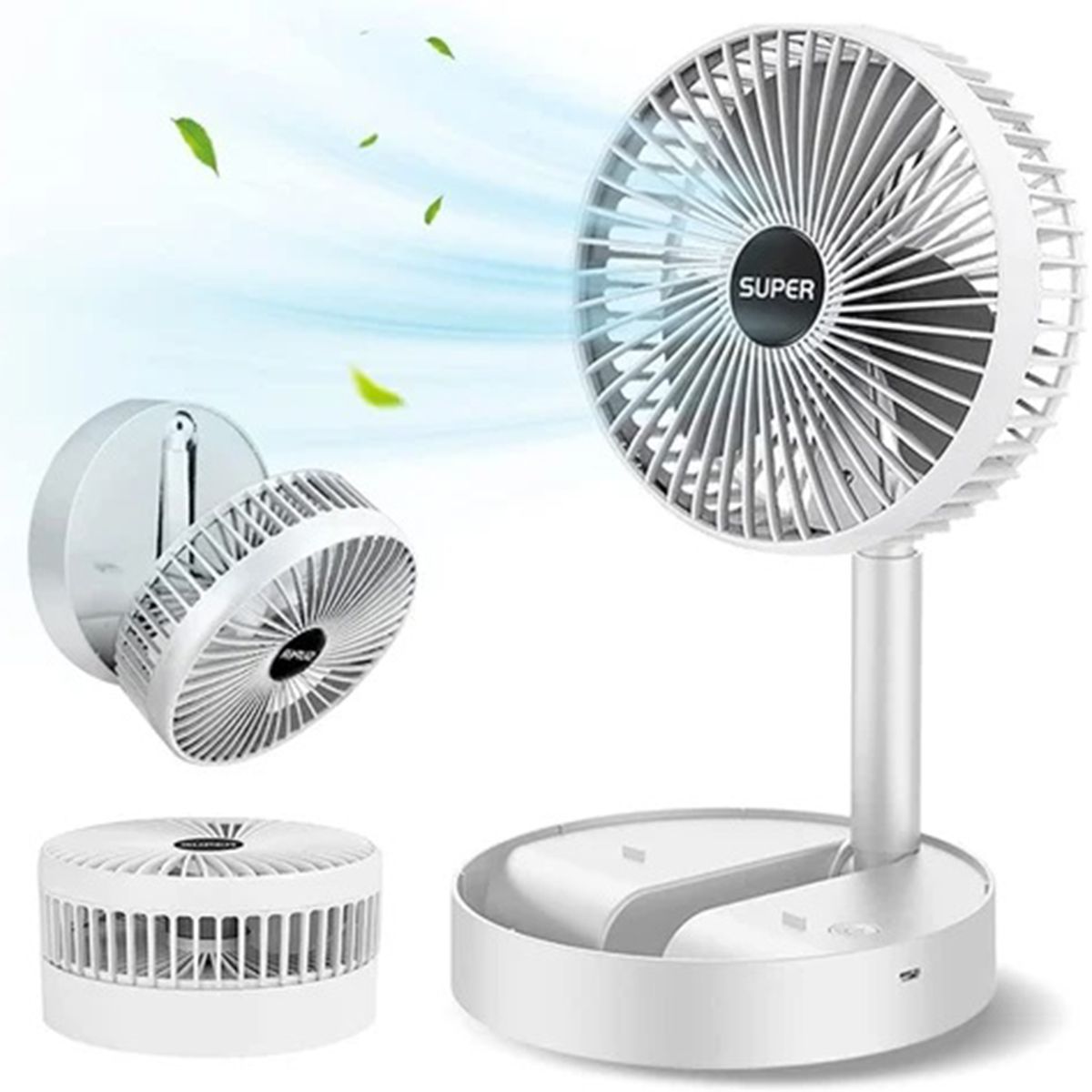 Portable Fan Rechargeable, Stand  and  Table fan Folding Telescopic  and  Adjustable Height for Office Home Outdoor Camping - My Store