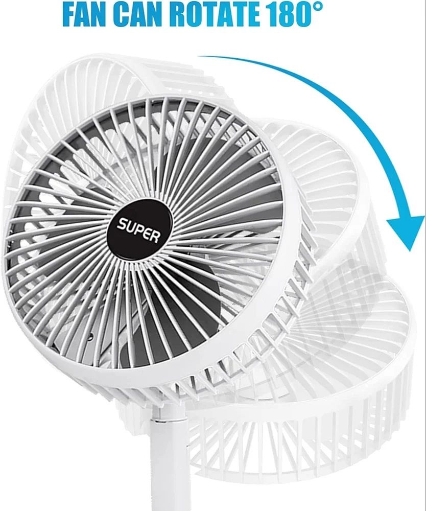 Portable Fan Rechargeable, Stand  and  Table fan Folding Telescopic  and  Adjustable Height for Office Home Outdoor Camping - My Store