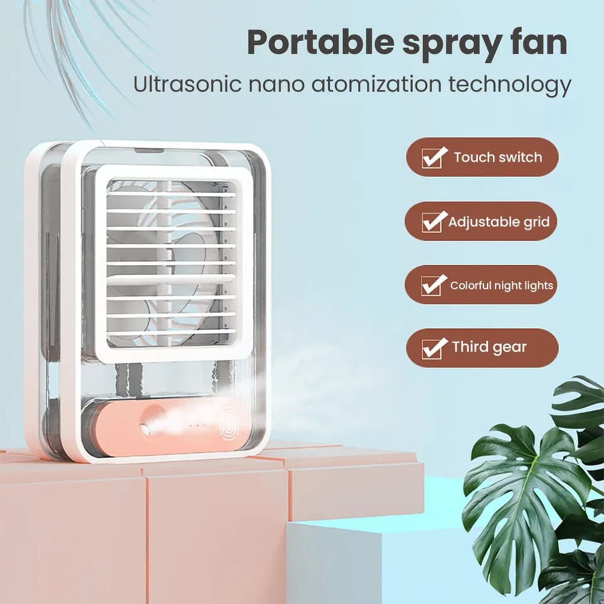 Portable Desktop Air Conditioner USB Mini Air Cooler Fan Water Cooling Fan with 3 Speed Spray Humidifier Purifier for Car Home - My Store