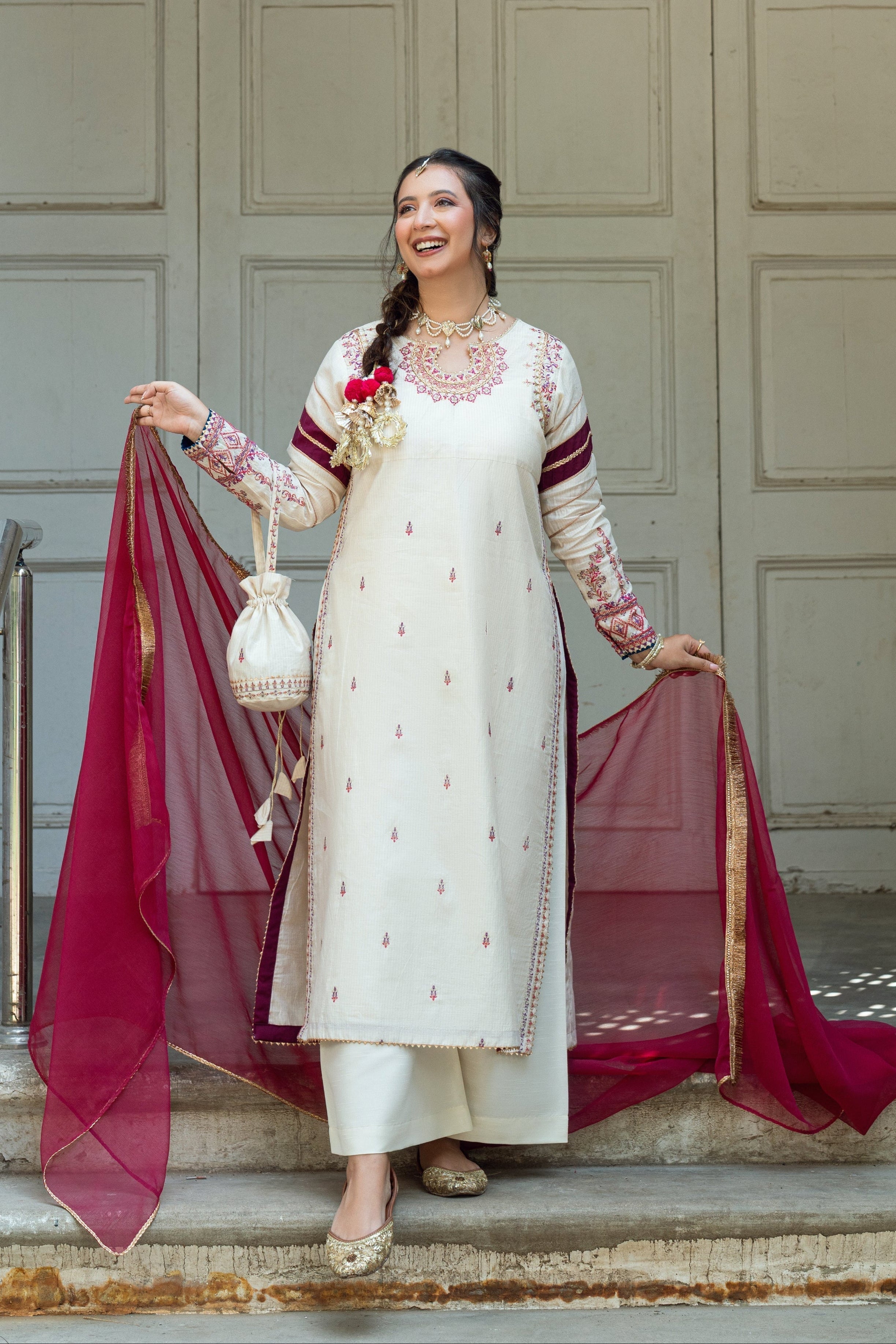 Paranda Omal By Komal Stitched 3 Piece Festive Suit-Dilkash