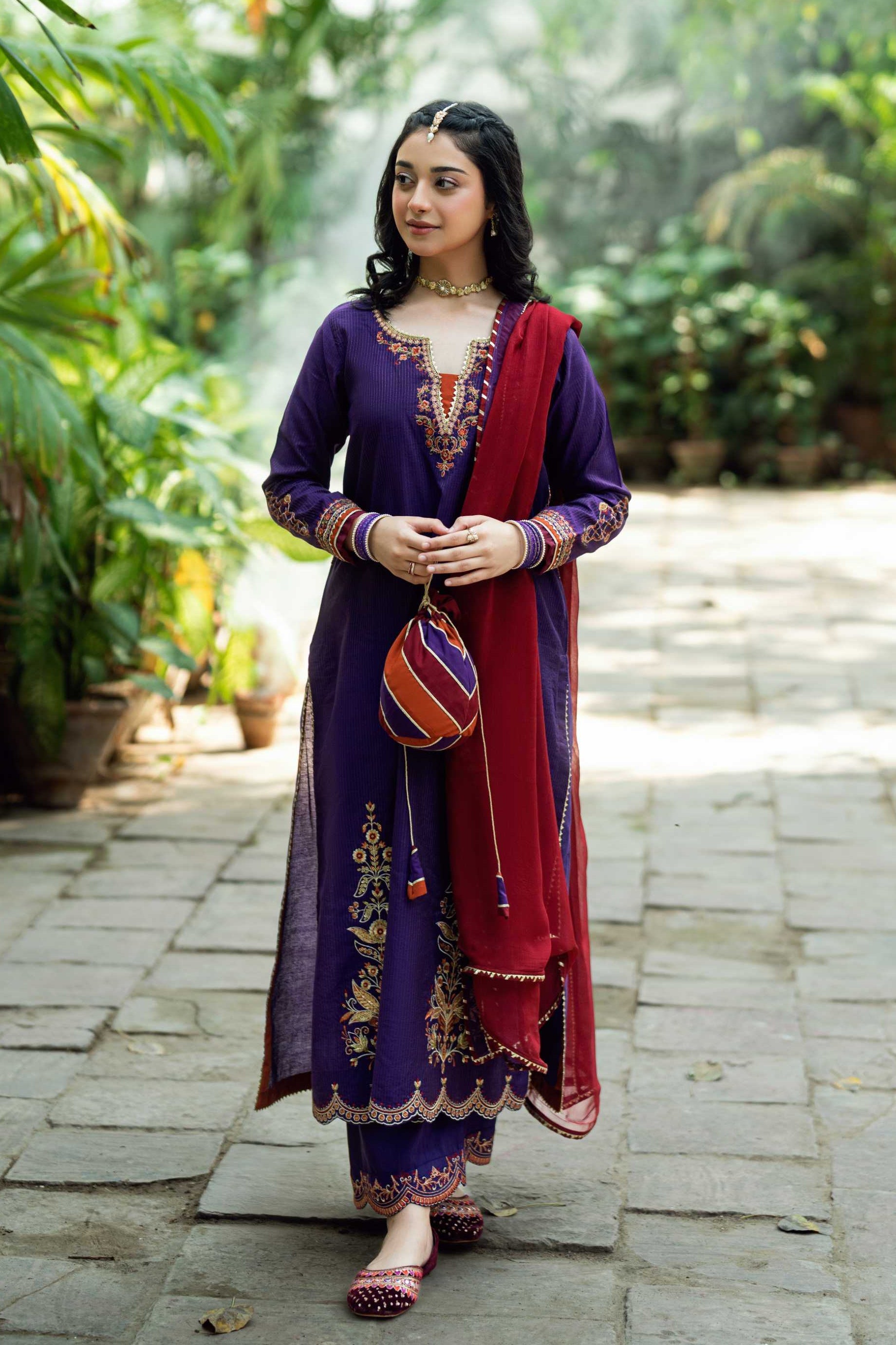 Paranda Omal By Komal Stitched 3 Piece Festive Suit-Bahaar