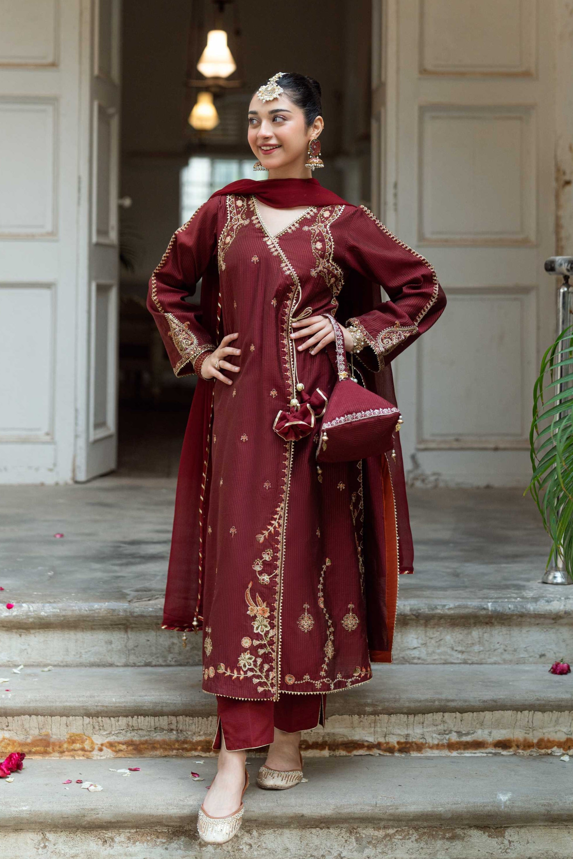 Paranda Omal By Komal Stitched 3 Piece Festive Suit-Anarkali