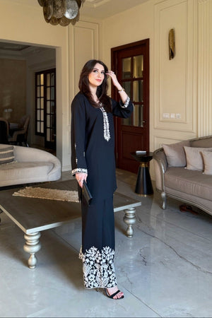 Allechant By Manahils Stitched 2 Piece Georgette Collection'2025-Black Embroidery Shalwar Set