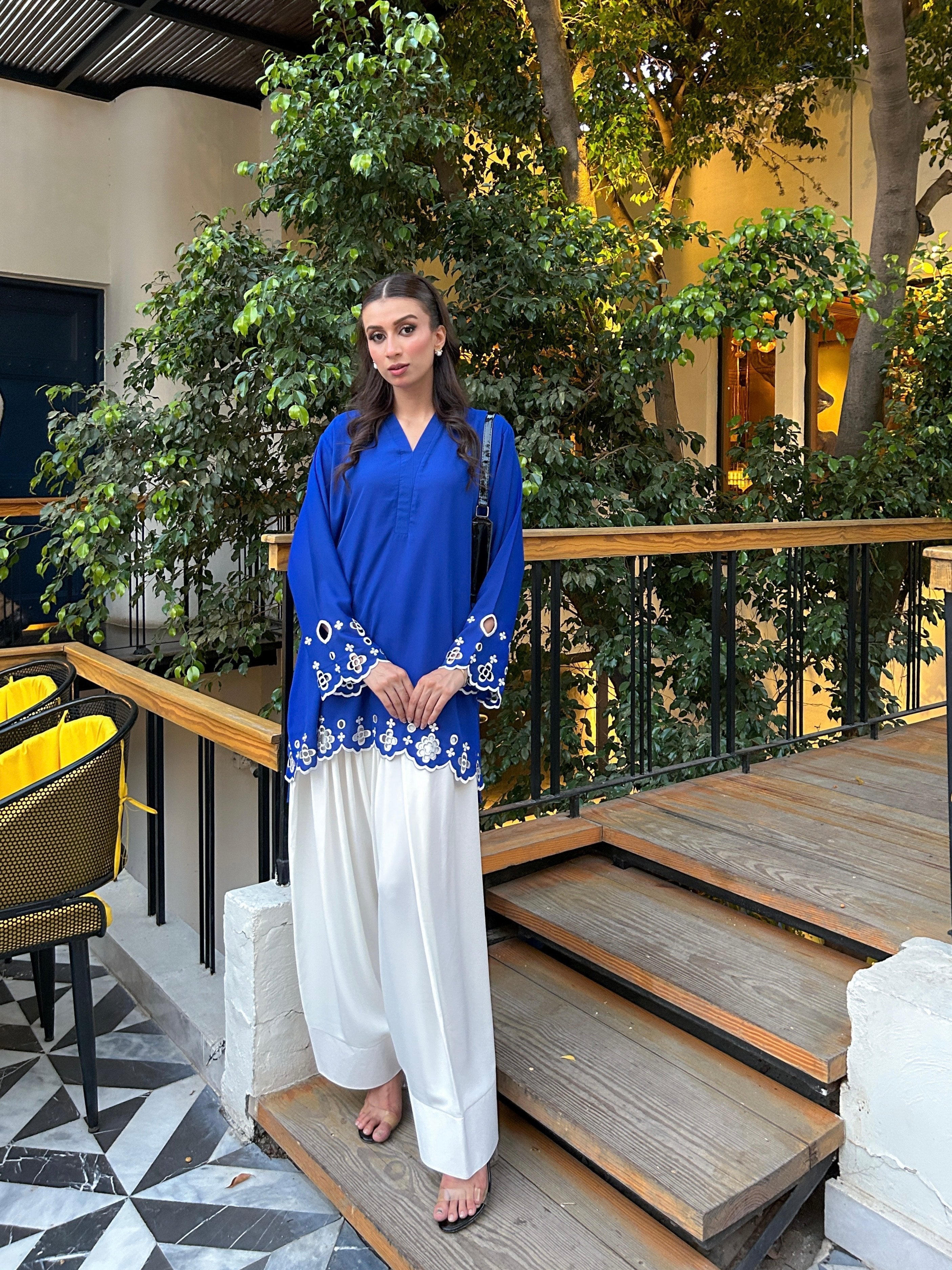 Manahils Stitched Blue Flair