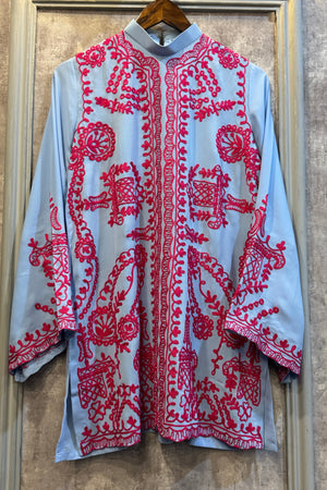 Allechant By Manahils Stitched 2 Piece Georgette Collection'2025-Ice Blue Embroidered Sewing Spot