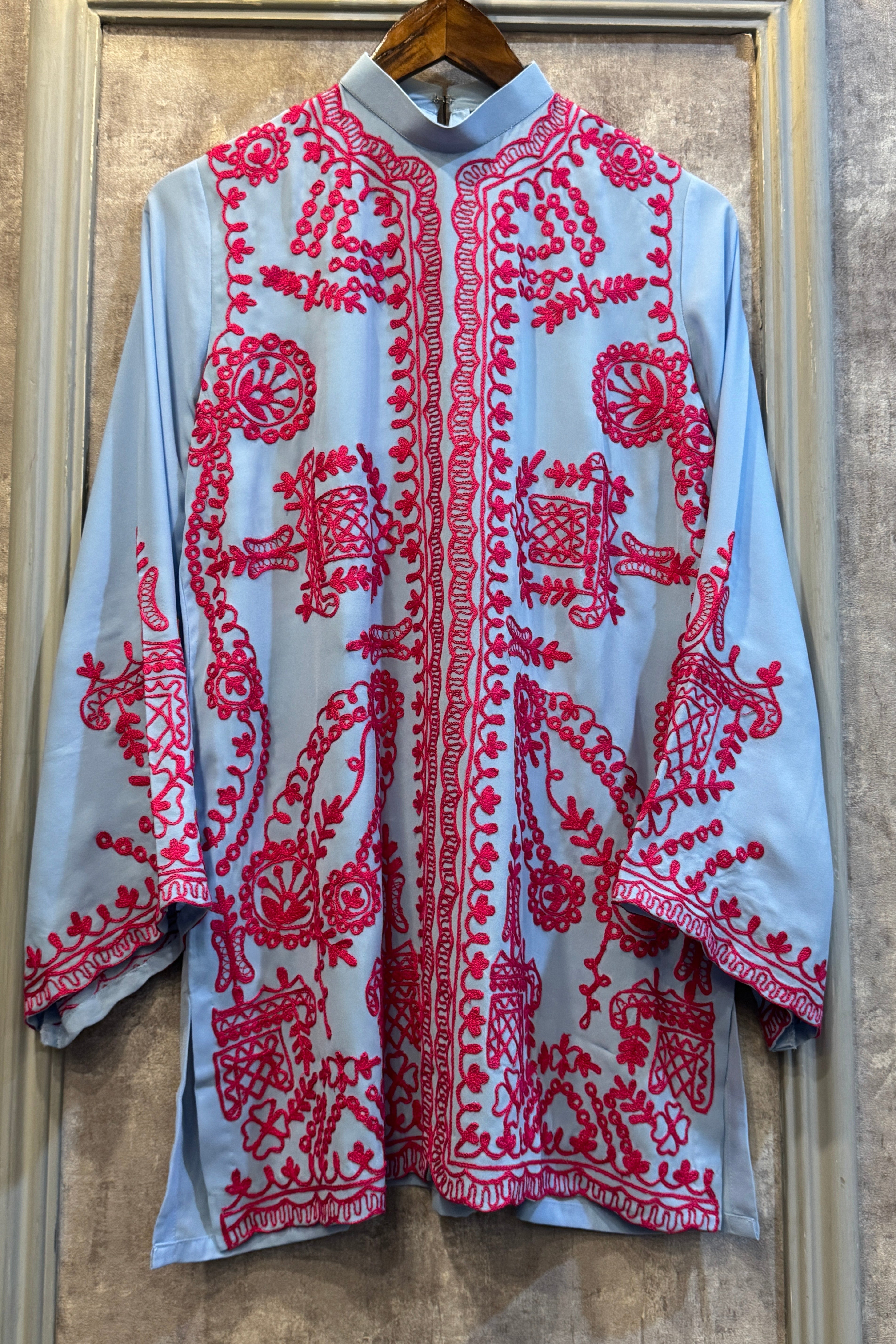 Allechant By Manahils Stitched 2 Piece Georgette Collection'2025-Ice Blue Embroidered Sewing Spot