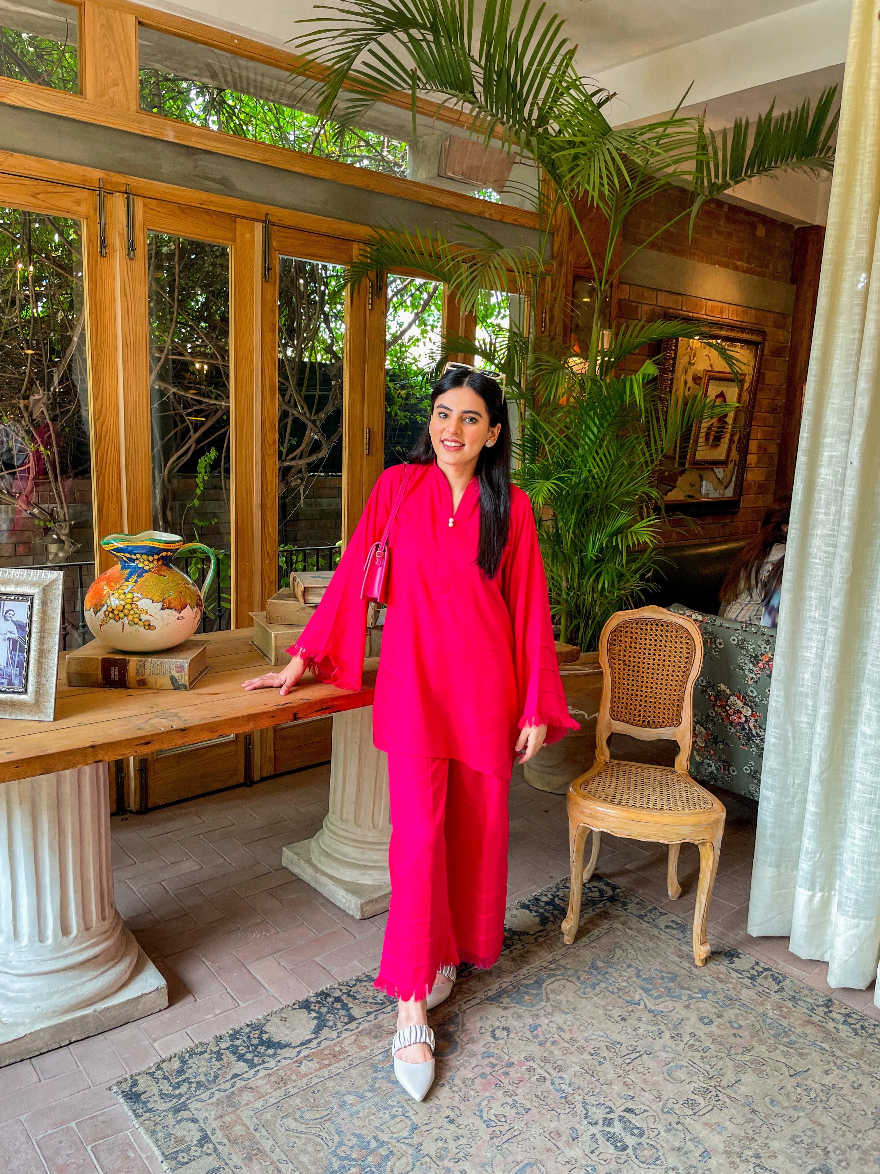 Manahils Stitched Co Ords Pink Marina Co-Ord Set (Pay-Now)