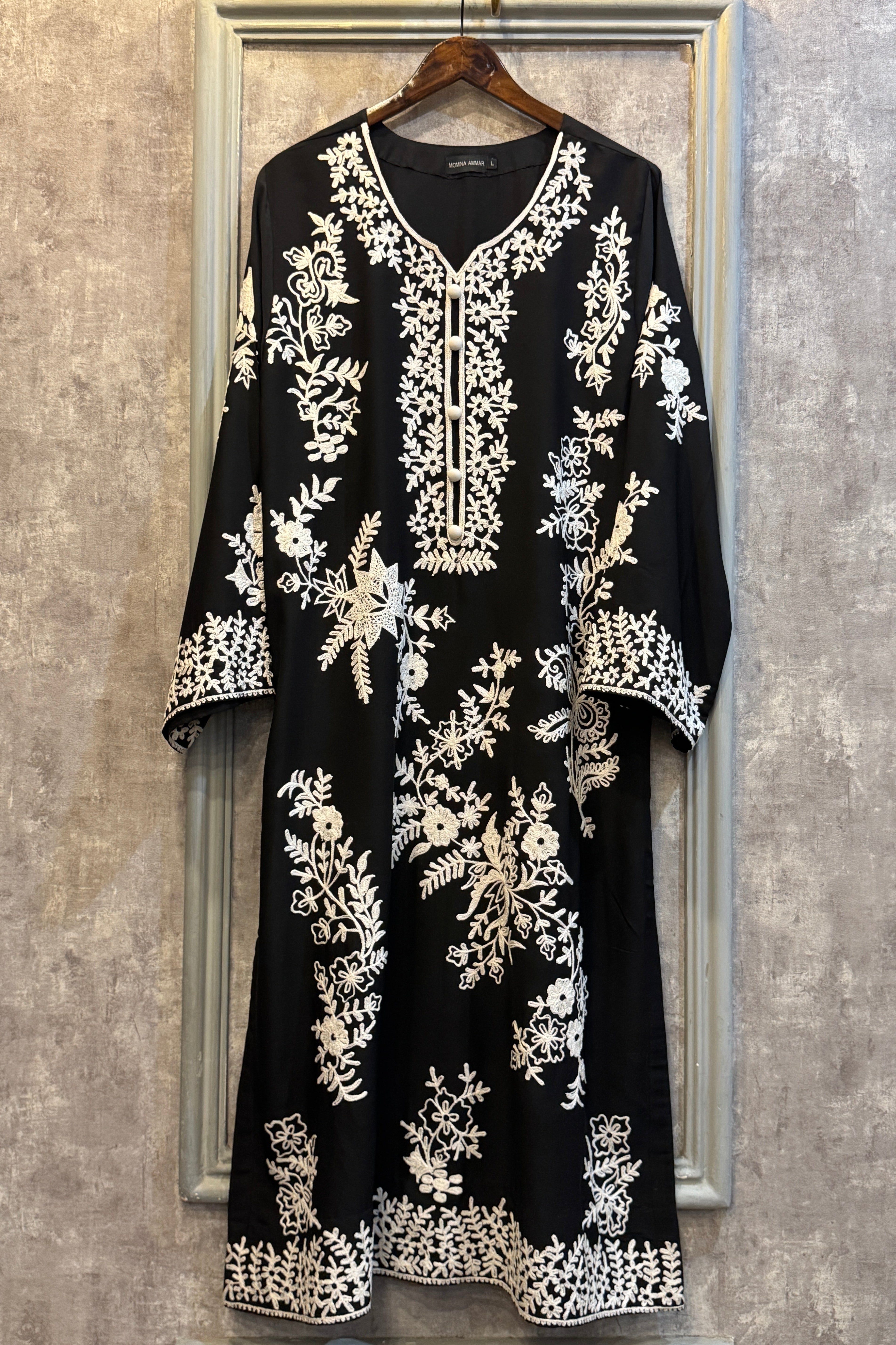 Allechant By Manahils Stitched 2 Piece Georgette Collection'2025-Black Flower Embroidered Two Pc