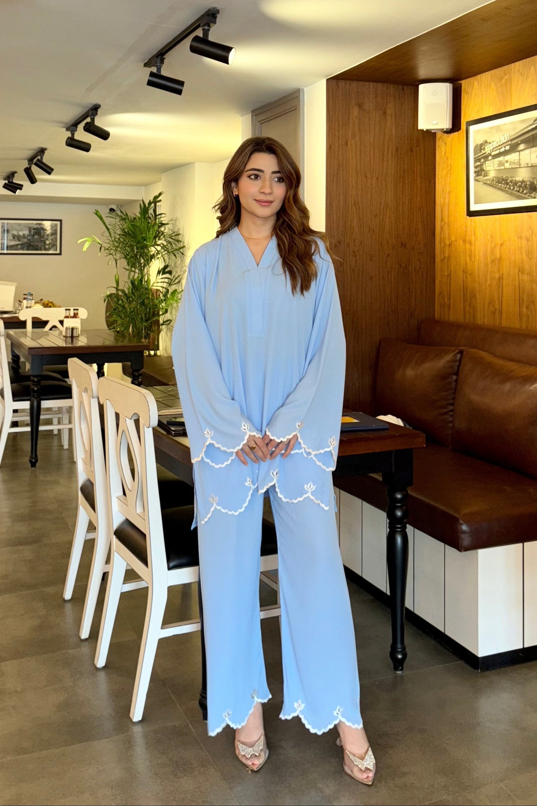 Allechant By Manahils Stitched 2 Piece Georgette Collection'2025-Ice Blue Hem Co-Ord Set