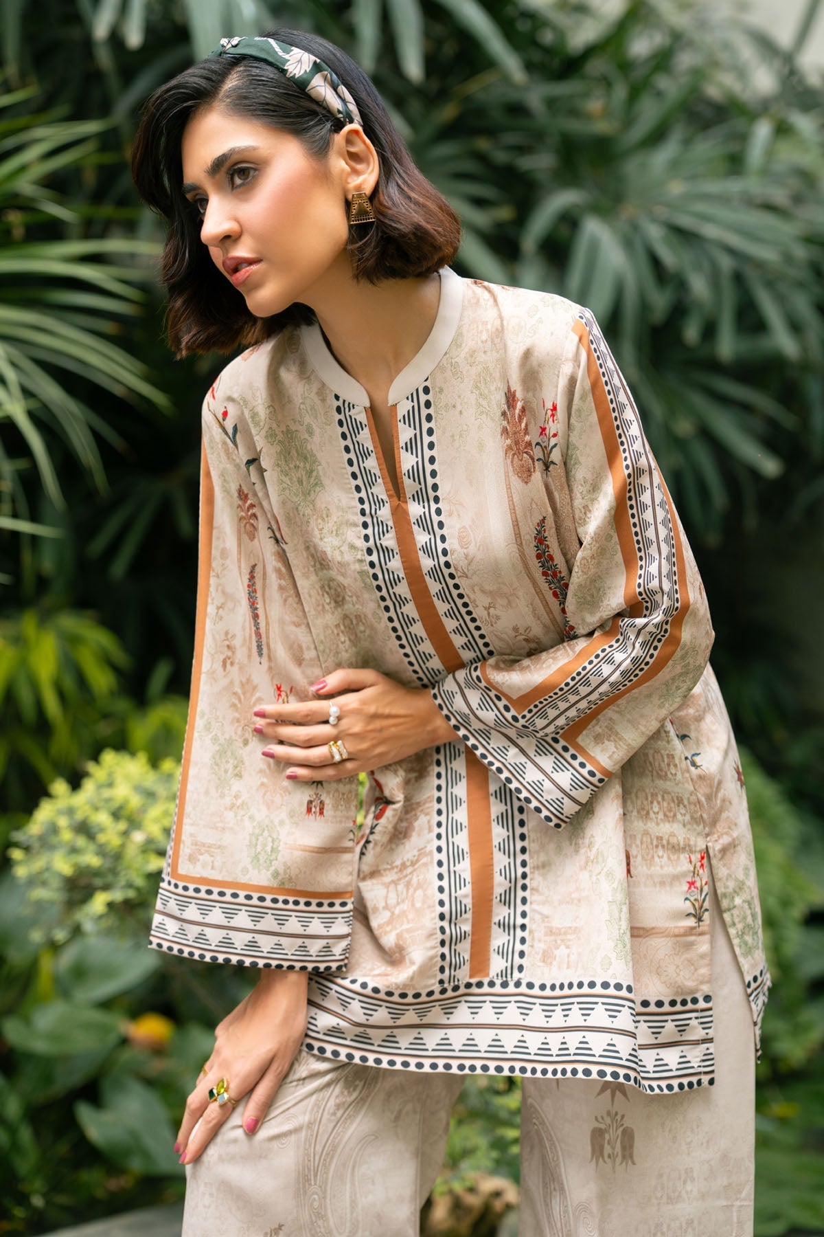 Nairah Stitched Co Ords Summer Suit-Dune Sand