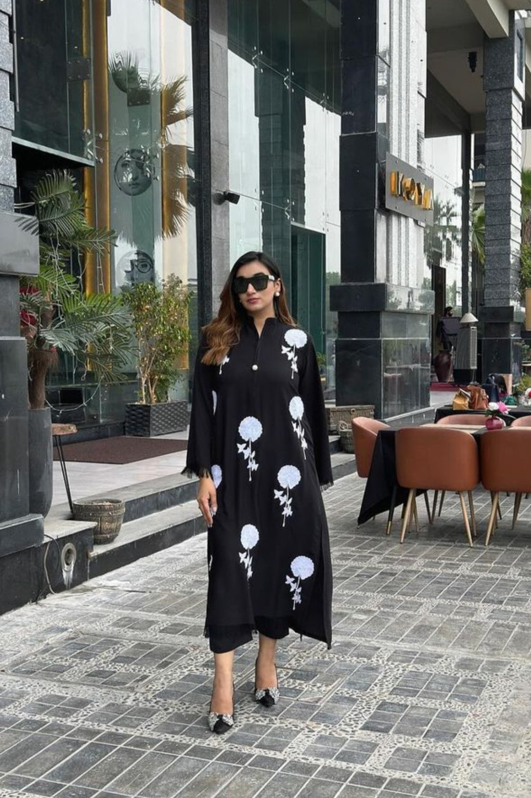 Manahils Stitched Flower Embroidered Two Pc