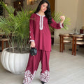 Allechant By Manahils Stitched 2 Piece Georgette Collection'2025-Burgundy Embroidery Shalwar Set