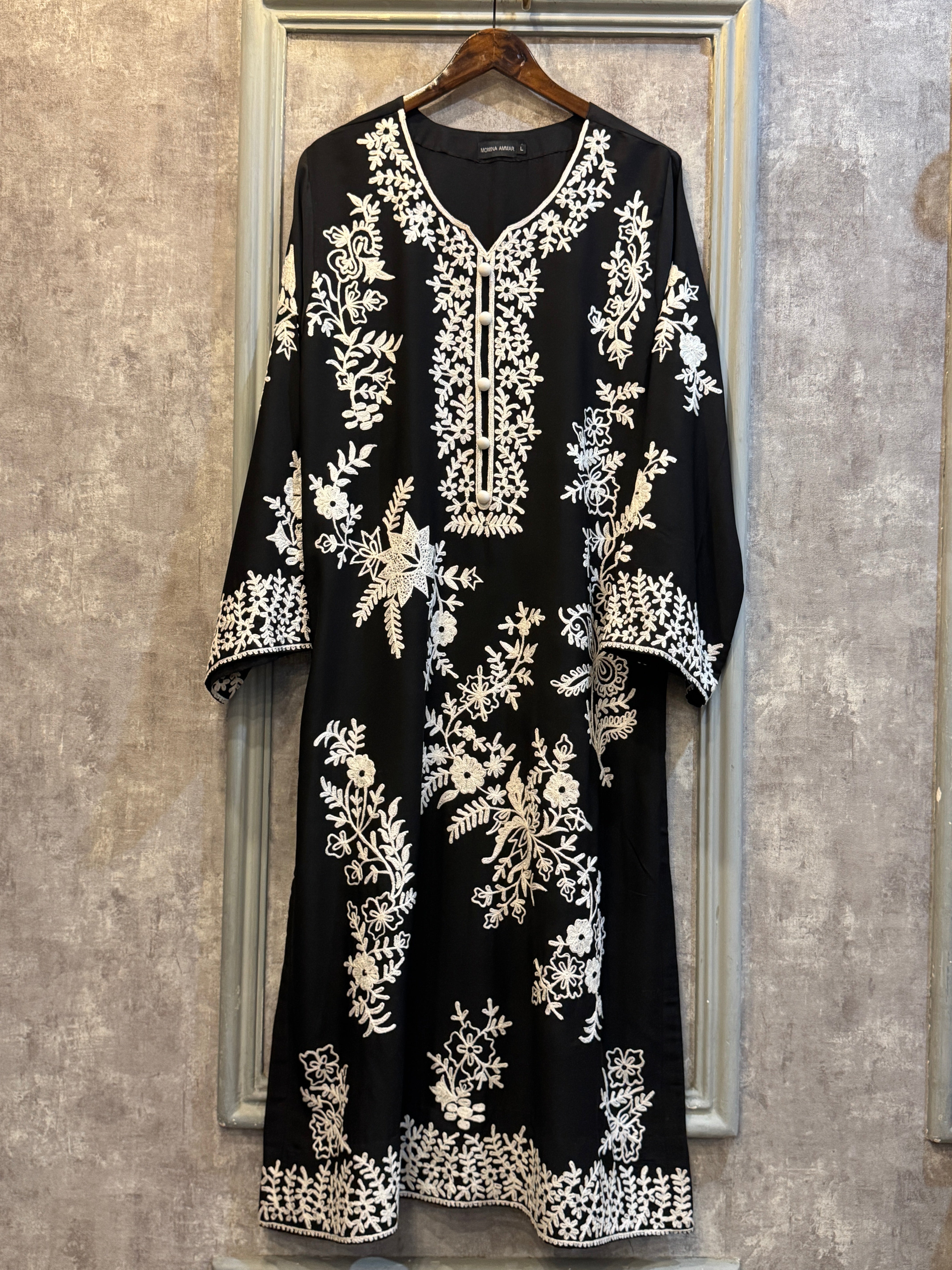 Allechant By Manahils Stitched 2 Piece Georgette Collection'2025-Black Flower Embroidered Two Pc