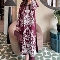 Allechant By Manahils Stitched 2 Piece Georgette Collection'2025-Burgundy Ari Embroidered Tunic