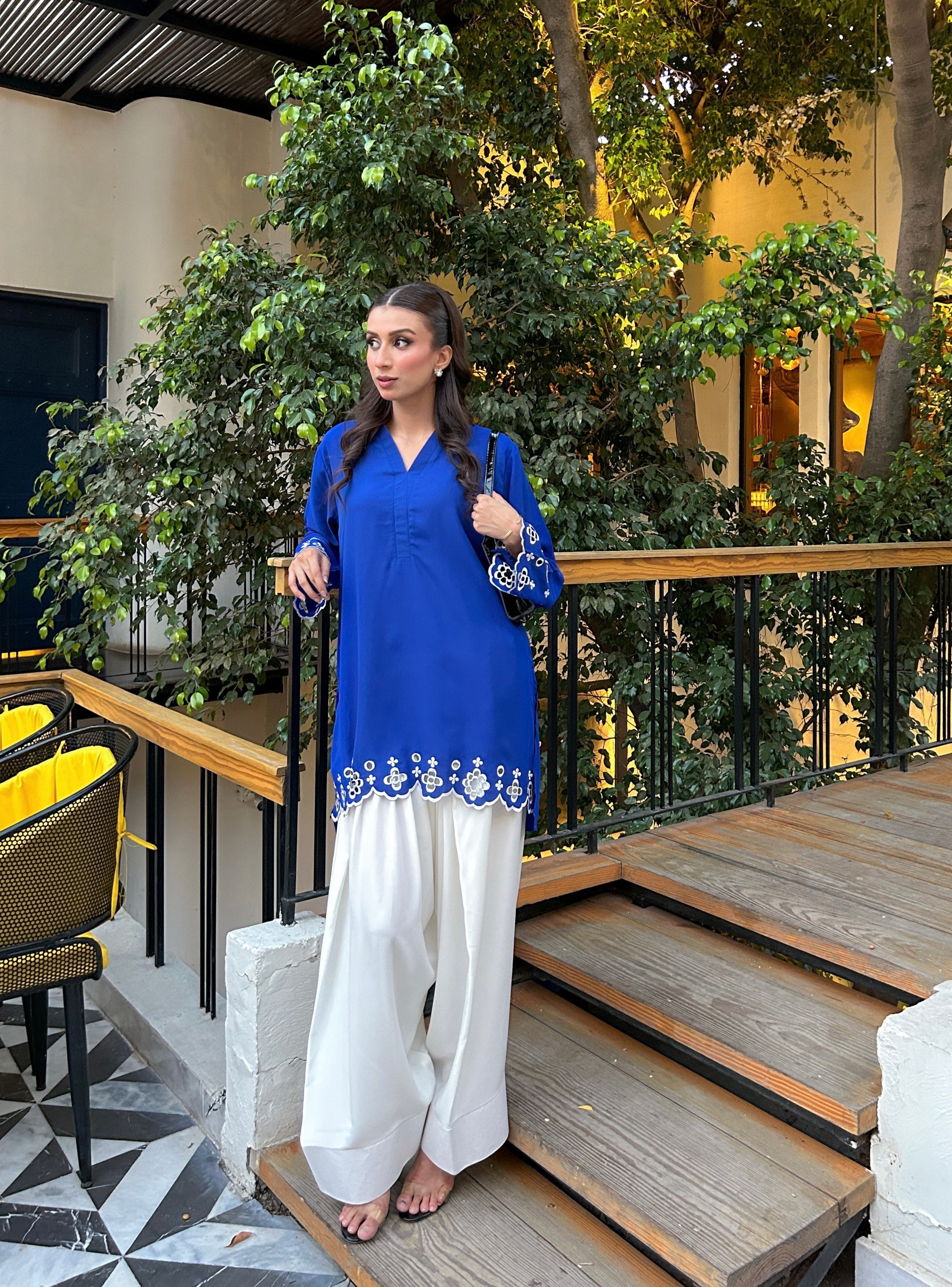 Manahils Stitched Blue Flair