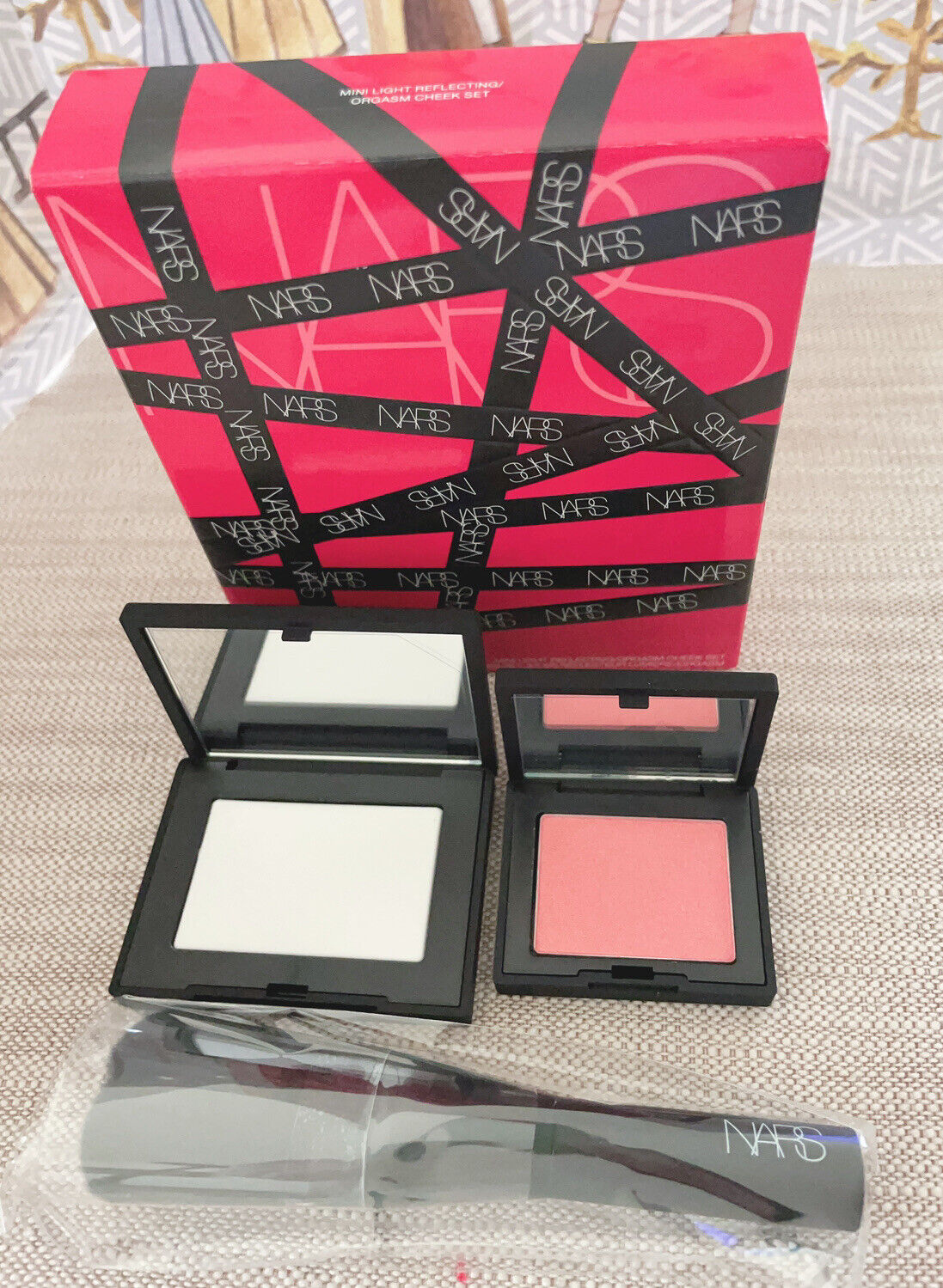 NARS - Mini Light Reflecting Orgasm Cheek Set, Orgasm Blush, Setting Powder, Brush