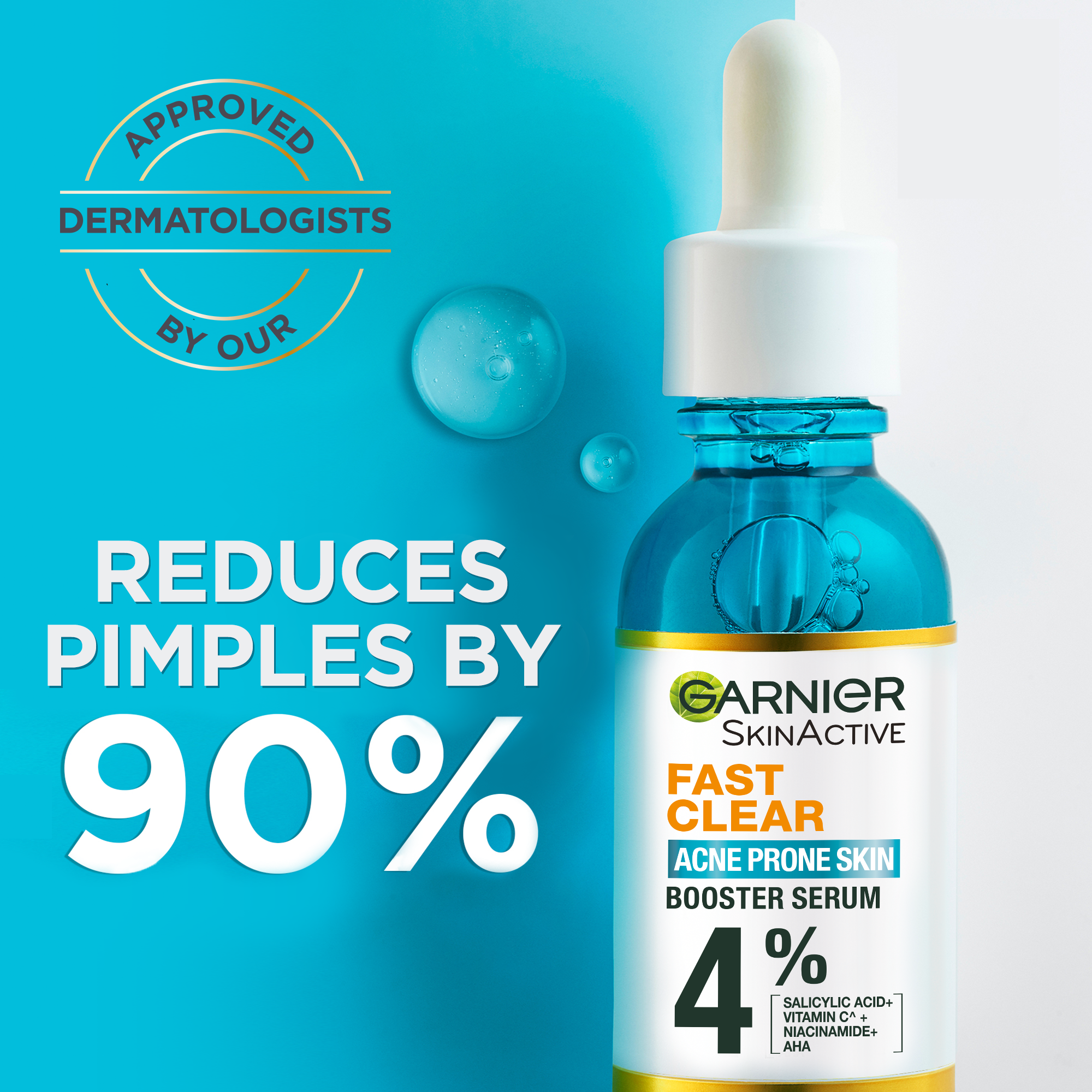 Bundle - Garnier Fast Clear Serum for Acne Prone Skin - 30ml + Free Face Serum Massager