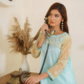 Gulbahar By Arha Eman Stitched Summer Suit-Sky Gleam â€“ Blue Yellow 3 Piece Suit