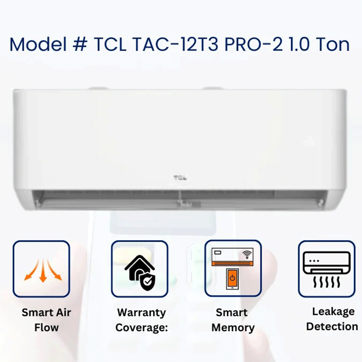 TCL 1 Ton Split Inverter Air Conditioner TAC-12T3-Pro-2 with Heating and Cooling Functions