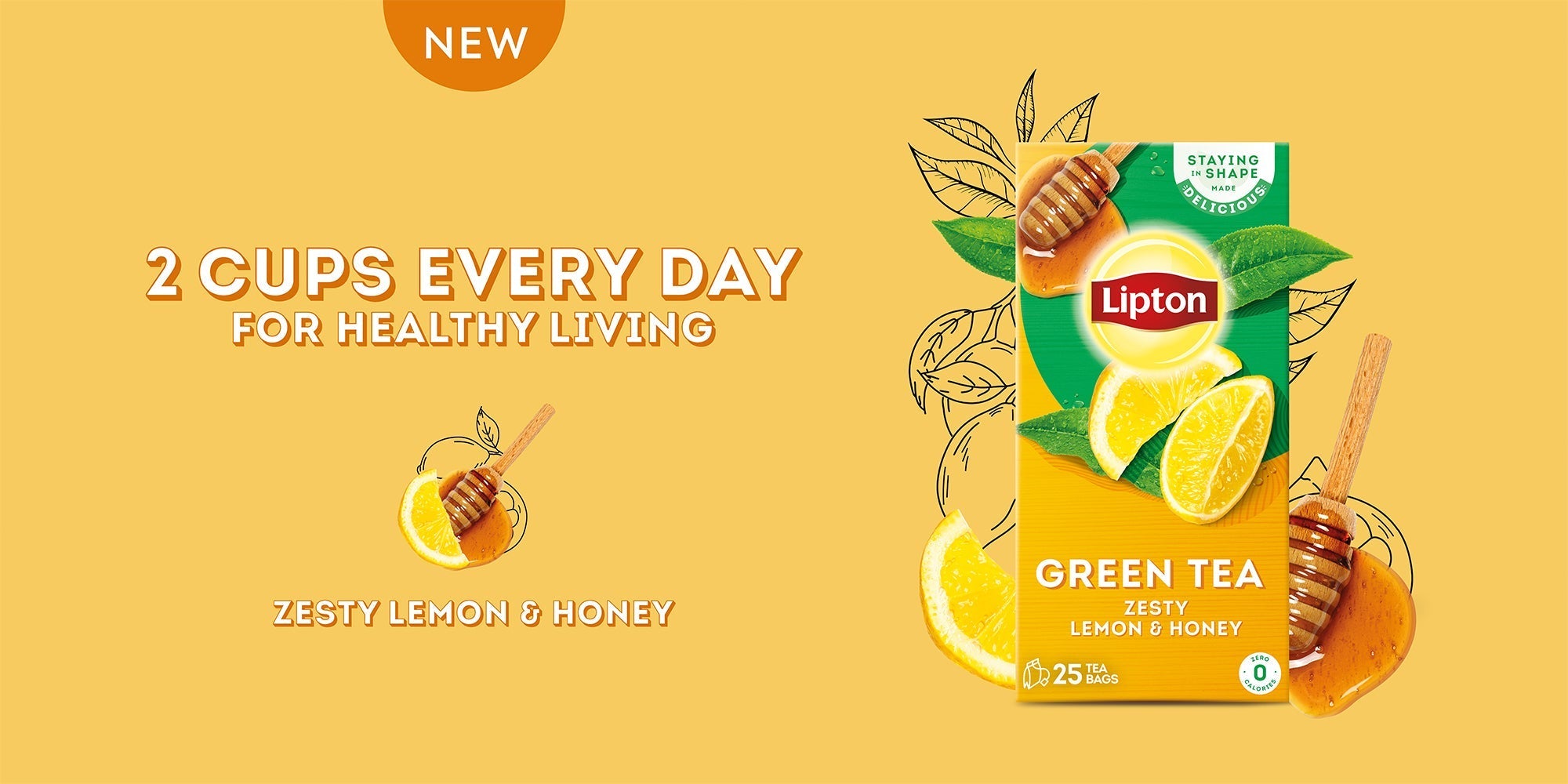 Lipton Green Tea Zesty Lemon & Honey Tea Bags 25s - Snapcart.pk