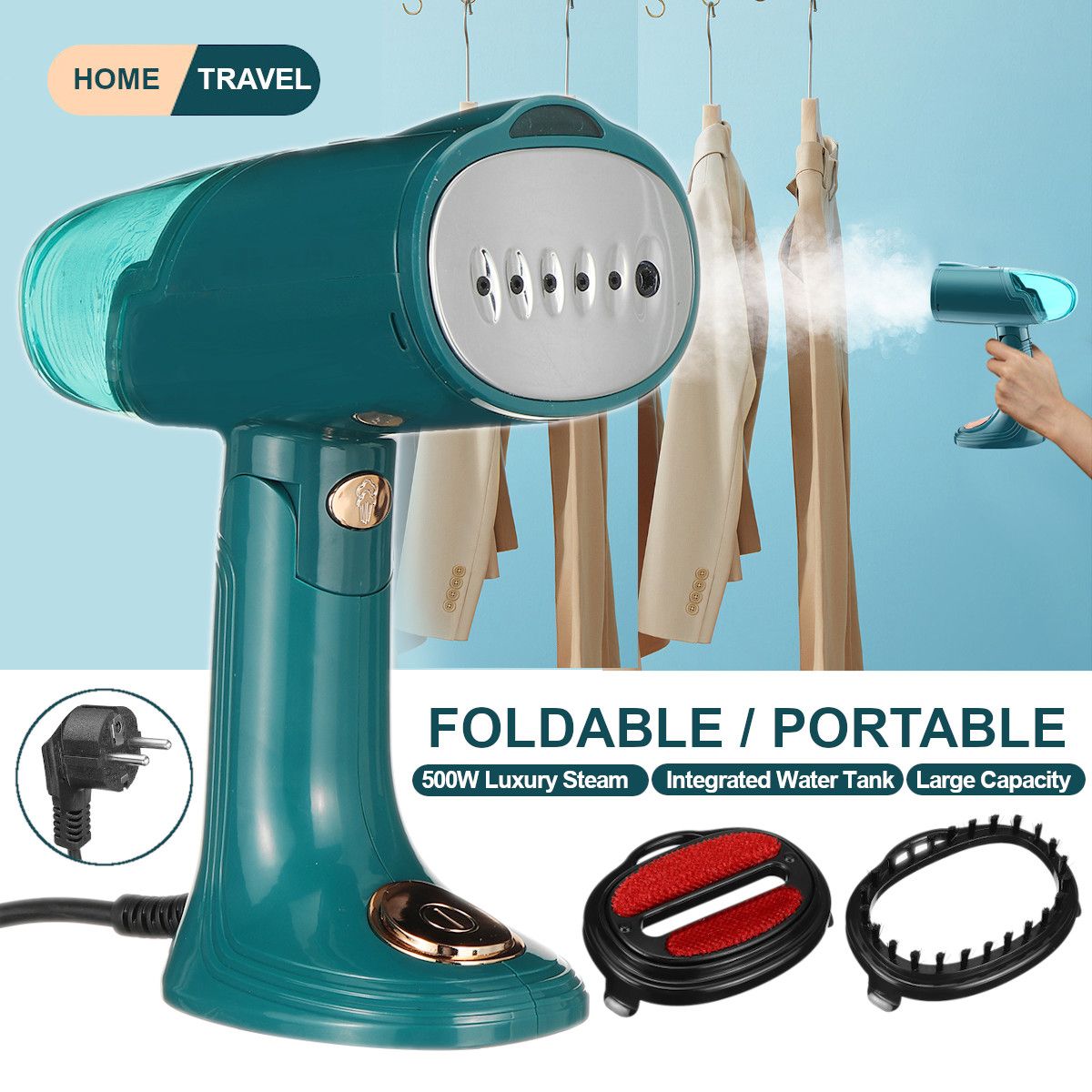 Handheld Garment Steamer 120ml Portable Electric Iron Steamer Garment Handheld Household Fabric Steam Iron for Clothes 1500W - My Store